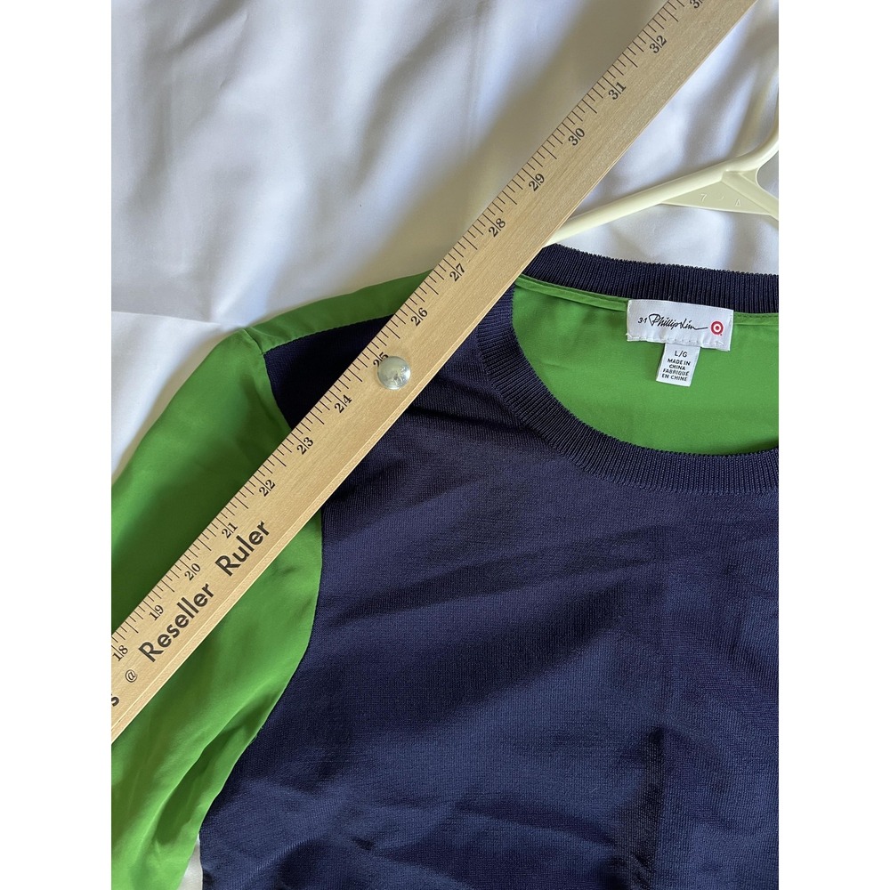 3.1 Phillip Lim for Target Sweater‎ Womens Large Navy Green Mixed Media Pullover - Picture 12 of 14